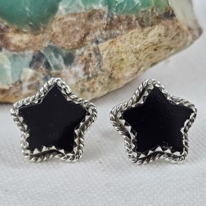 Star Black Onyx  925 Sterling Silver Stud Earring (RS34-51)