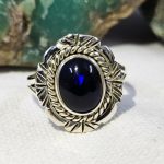 Black Opal 925 Sterling Silver Ring (REXT20-2)