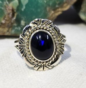 Black Opal 925 Sterling Silver Ring (REXT20-2)