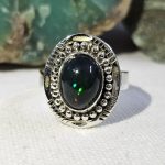 Black Opal 925 Sterling Silver Ring (REXT20-9)