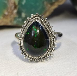 Black Opal 925 Sterling Silver Ring (REXT20-12)