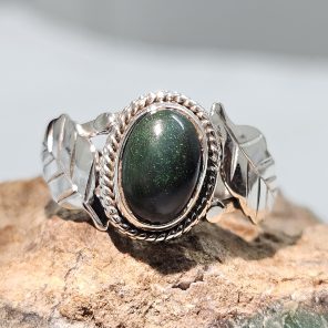 Black Opal 925 Sterling Silver Ring (REXT78-15)
