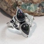 Double Black Opal 925 Sterling Silver Ring (REXT78-18)