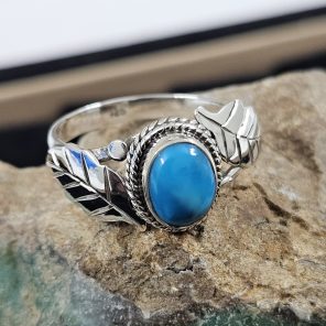 Kingman Turquoise 925 Sterling Silver Ring (REXT78-12)
