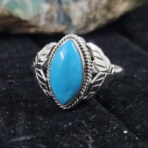 Kingman Turquoise 925 Sterling Silver Ring (REXT78-11)