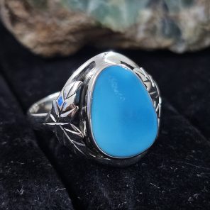 Kingman Turquoise 925 Sterling Silver Ring (REXT78-10)