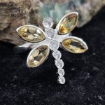 Citrine & Cz. Dragonfly 925 Sterling Silver Ring (RS58-9)
