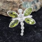 Peridot & Cz. Dragonfly 925 Sterling Silver Ring (RS58-10)
