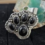 Black Onyx Dog Paw 925 Sterling Silver Pendant (RS66-47)