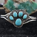 Mohave Turquoise Dog Paw 925 Sterling Silver Bangle Cuff (RS112-114)