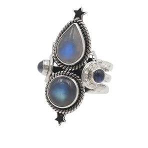 Moonstone & Labradorite 925 Sterling Silver Ring (REXT19-201)