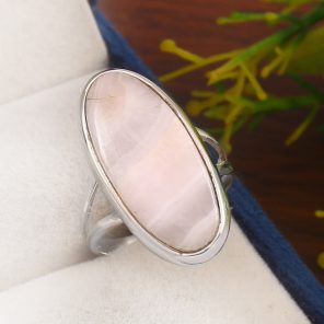 Pink Chalcedony Size US 8 925 Sterling Silver Ring (REXT16-24)