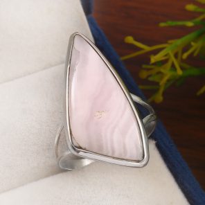 Pink Chalcedony Size US 12 925 Sterling Silver Ring (REXT16-17)