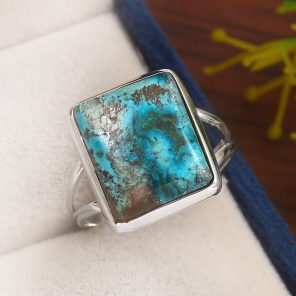 Malachite Azurite Size US 9 925 Sterling Silver Ring (REXT16-6)