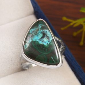 Malachite Azurite Size US 9 925 Sterling Silver Ring (REXT16-7)