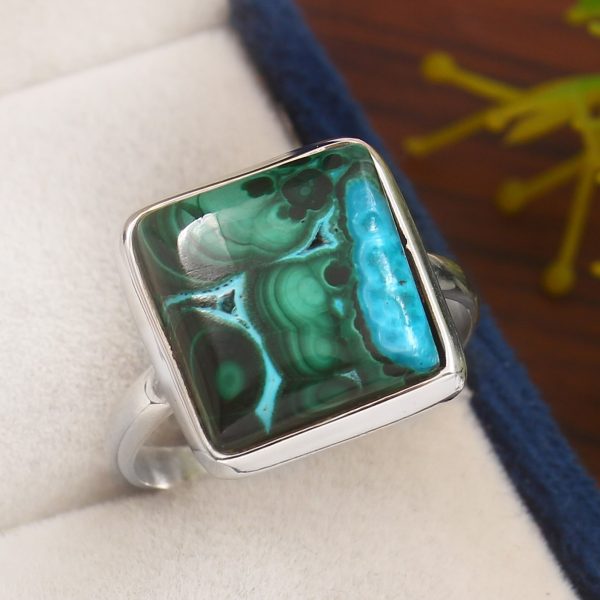 Malachite Azurite Size US 9 925 Sterling Silver Ring (REXT16-9)