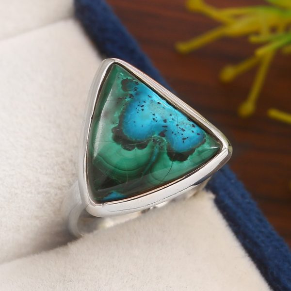 Malachite Azurite Size US 5 925 Sterling Silver Ring (REXT6-74)