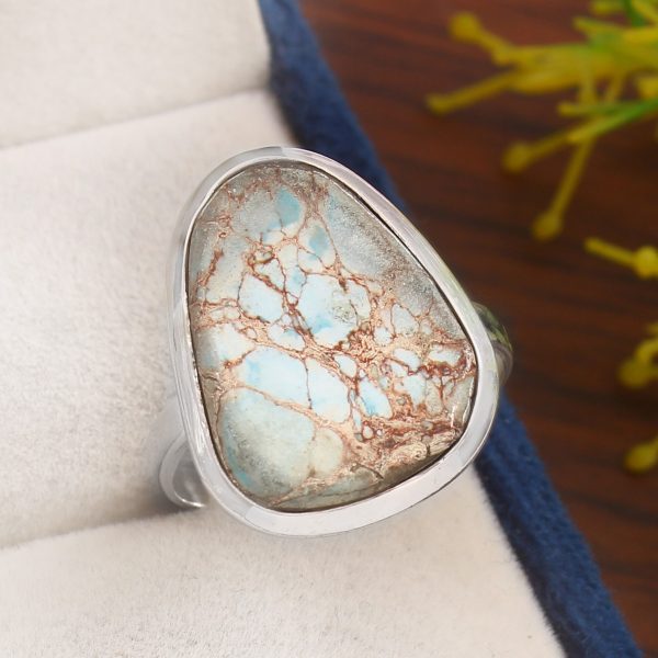 Sea Sediment Jasper Size US 9 925 Sterling Silver Ring (REXT6-55)