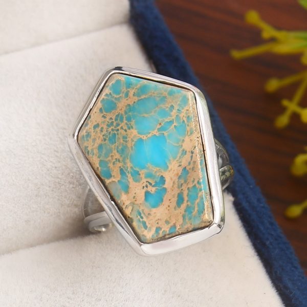 Sea Sediment Jasper Size US 6 925 Sterling Silver Ring (REXT6-41)