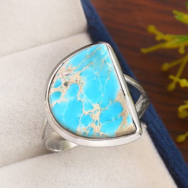 Sea Sediment Jasper Size US 12 925 Sterling Silver Ring (REXT6-73)