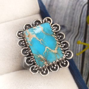 Sea Sediment Jasper Size US 11 925 Sterling Silver Ring (REXT6-25)