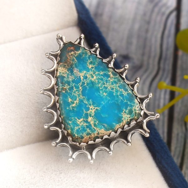 Sea Sediment Jasper Size US 5 925 Sterling Silver Ring (REXT6-9)