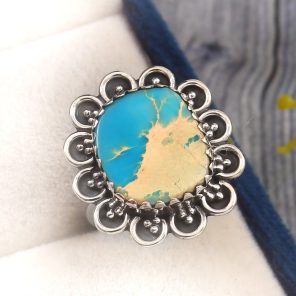 Sea Sediment Jasper Size US 7 925 Sterling Silver Ring (REXT6-18)