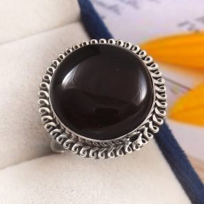 Black Onyx Size US 10 925 Sterling Silver Ring (REXT19-161)