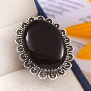 Black Onyx Size US 6 925 Sterling Silver Ring (REXT19-165)