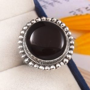 Black Onyx Size US 12 925 Sterling Silver Ring (REXT19-154)