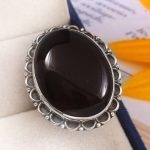 Black Onyx Size US 12 925 Sterling Silver Ring (REXT19-155)
