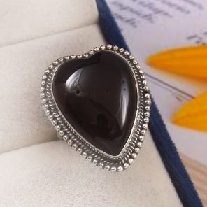 Black Onyx Size US 11 925 Sterling Silver Ring (REXT19-158)