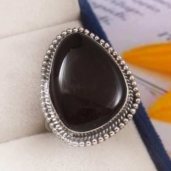 Black Onyx Size US 11 925 Sterling Silver Ring (REXT19-159)