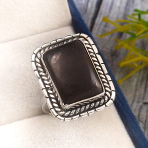 Shungite Size US 9 925 Sterling Silver Ring (REXT16-61)