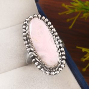 Pink Chalcedony Size US 12 925 Sterling Silver Ring (REXT16-57)
