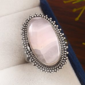 Pink Chalcedony Size US 9 925 Sterling Silver Ring (REXT16-47)