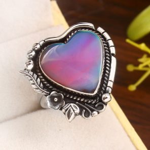 Aurora Opal Size US 11 925 Sterling Silver Ring (REXT27-24)