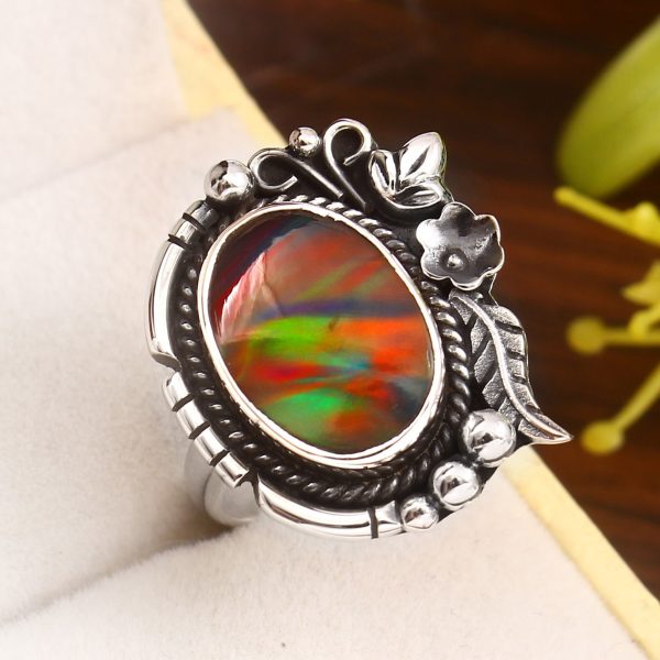 Aurora Opal 925 Sterling Silver Ring (REXT27-14)