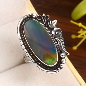 Aurora Opal 925 Sterling Silver Ring (REXT27-17)