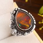 Aurora Opal Size US 11 925 Sterling Silver Ring (REXT27-23)