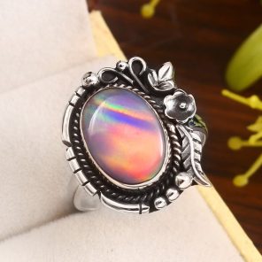 Aurora Opal 925 Sterling Silver Ring (REXT27-15)