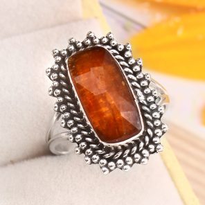 Orange Kyanite Size US 12 925 Sterling Silver Ring (REXT37-75)