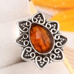 Orange Kyanite Size US 11 925 Sterling Silver Ring (REXT37-74)