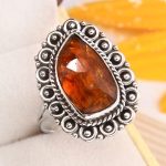 Orange Kyanite Size US 12 925 Sterling Silver Ring (REXT37-76)