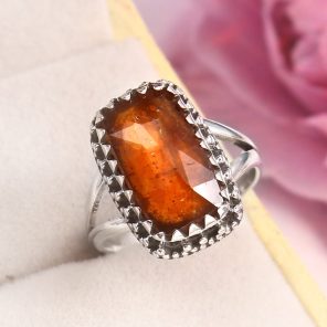 Orange Kyanite Size US 11 925 Sterling Silver Ring (REXT37-73)