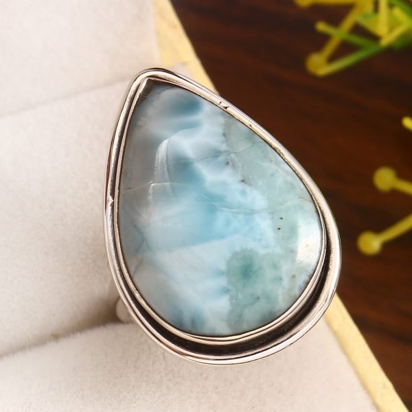 Larimar Size US 8 925 Sterling Silver Ring (REXT20-153)