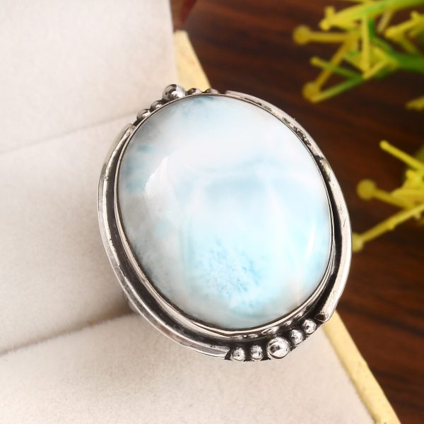 Larimar Size US 10 925 Sterling Silver Ring (REXT20-142)