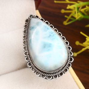 Larimar Size US 10 925 Sterling Silver Ring (REXT20-127)