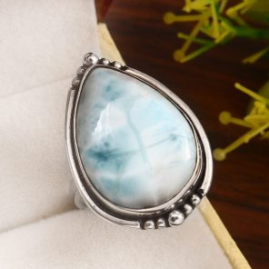 Larimar Size US 10 925 Sterling Silver Ring (REXT20-143)