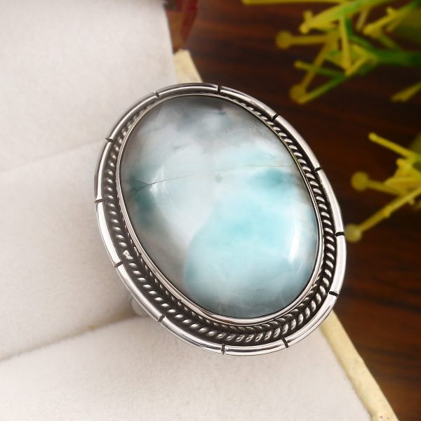 Larimar Size US 10 925 Sterling Silver Ring (REXT20-144)